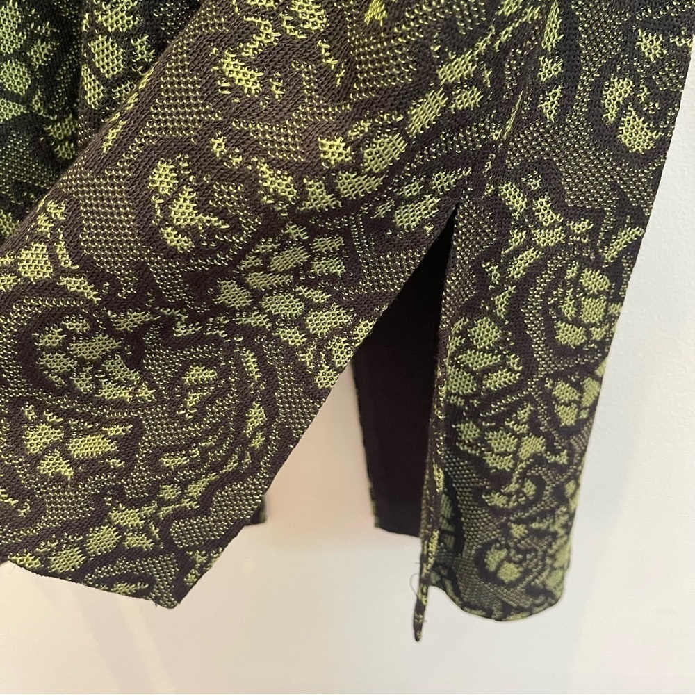 Misook Heritage Fit Open Front Cardigan Jacket Green Black Lace Sweater Small - Picture 7 of 10